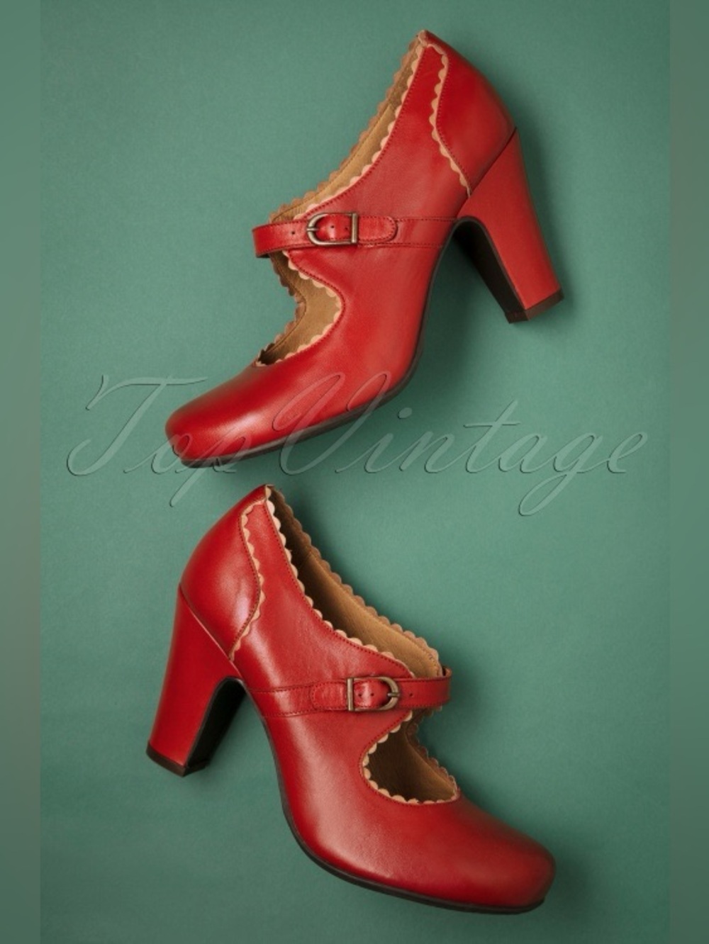 Miz mooz Women's Francine Red Mary Jane Block Heels • Sz 9.5